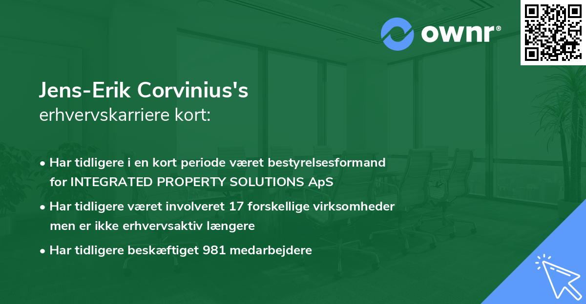 Jens-Erik Corvinius's erhvervskarriere kort