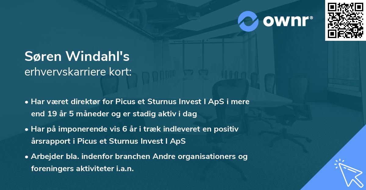 Søren Windahl's erhvervskarriere kort