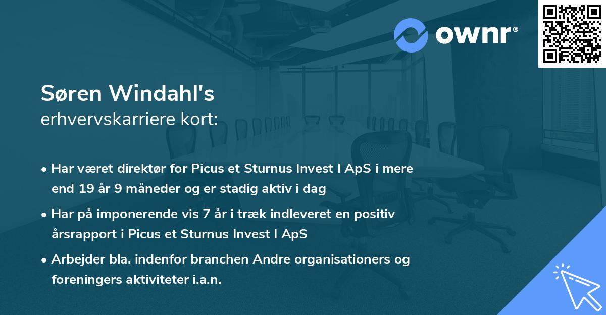 Søren Windahl's erhvervskarriere kort