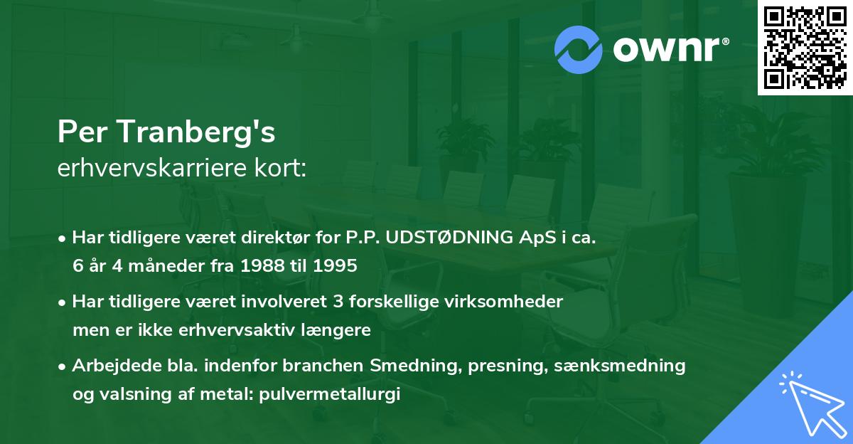 Per Tranberg's erhvervskarriere kort