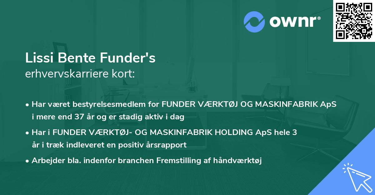 Lissi Bente Funder's erhvervskarriere kort