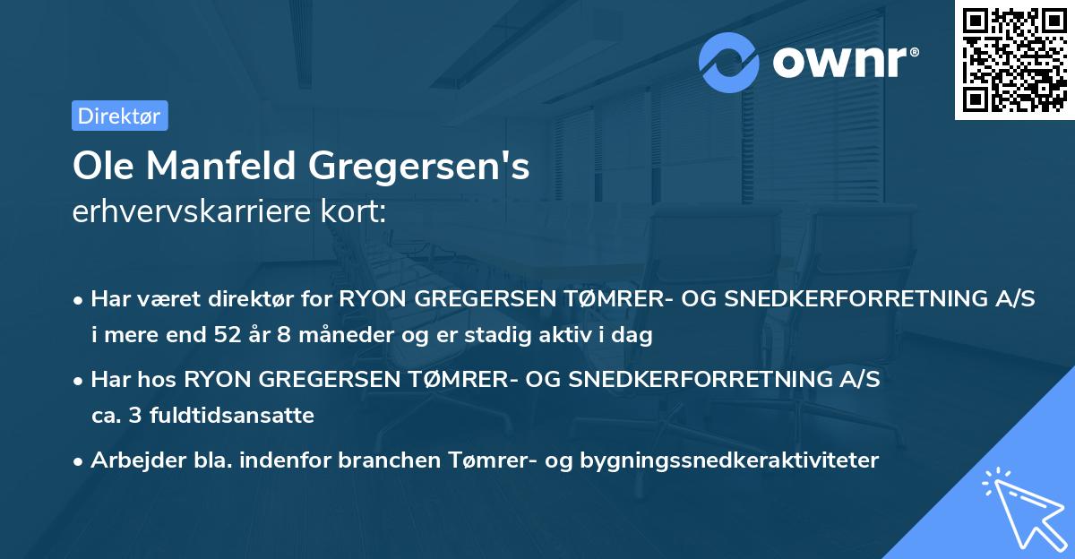 Ole Manfeld Gregersen's erhvervskarriere kort