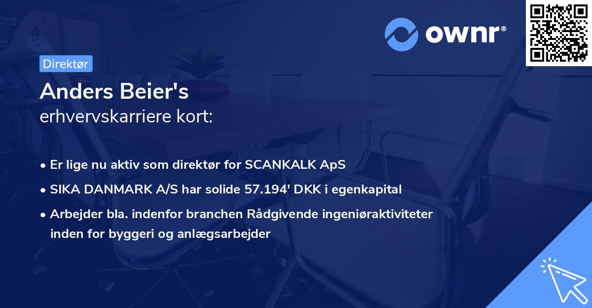 Anders Beier's erhvervskarriere kort