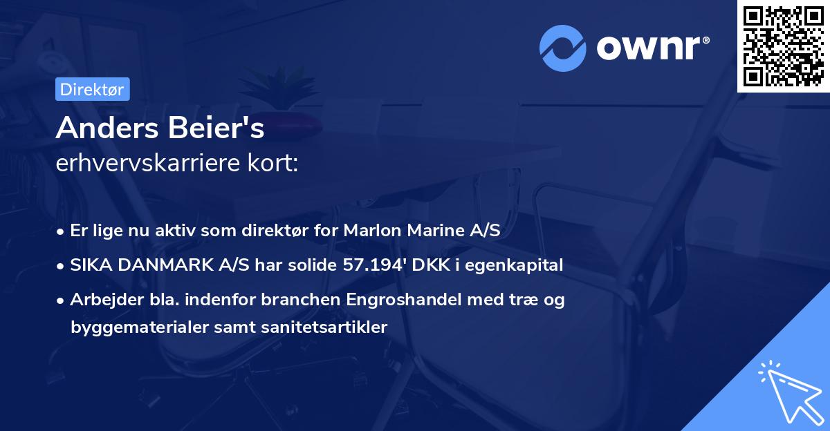 Anders Beier's erhvervskarriere kort