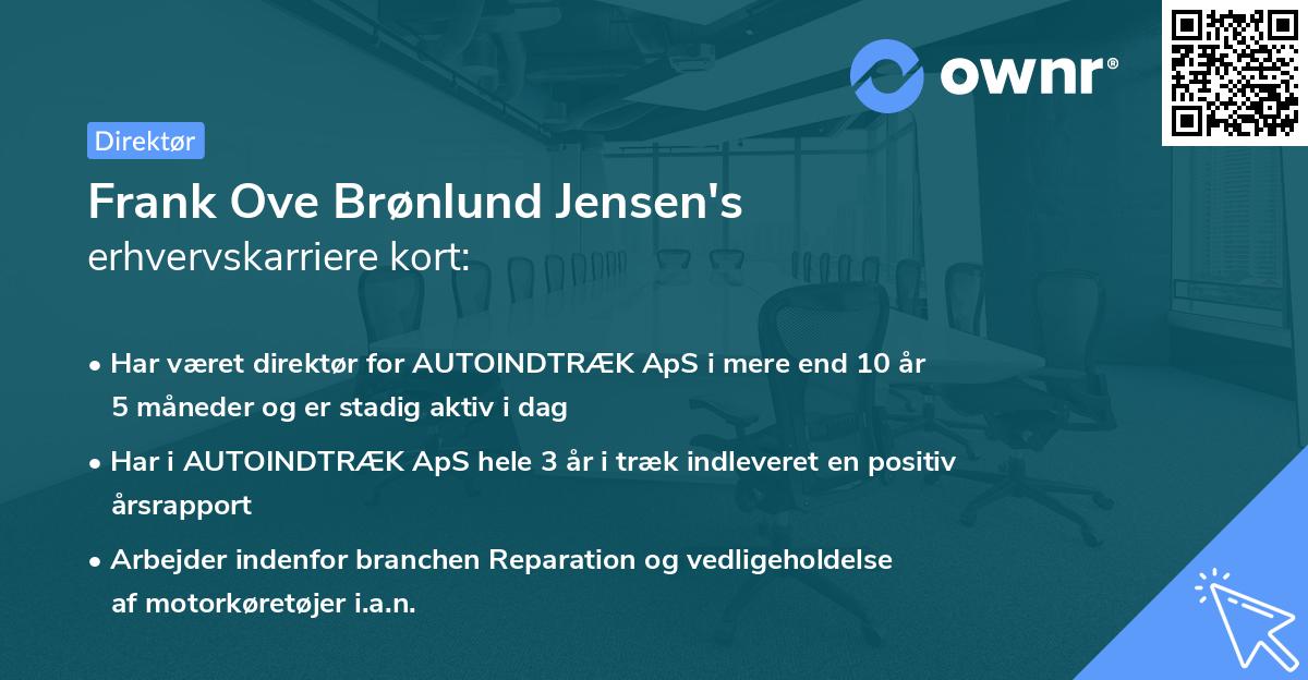 Frank Ove Brønlund Jensen's erhvervskarriere kort