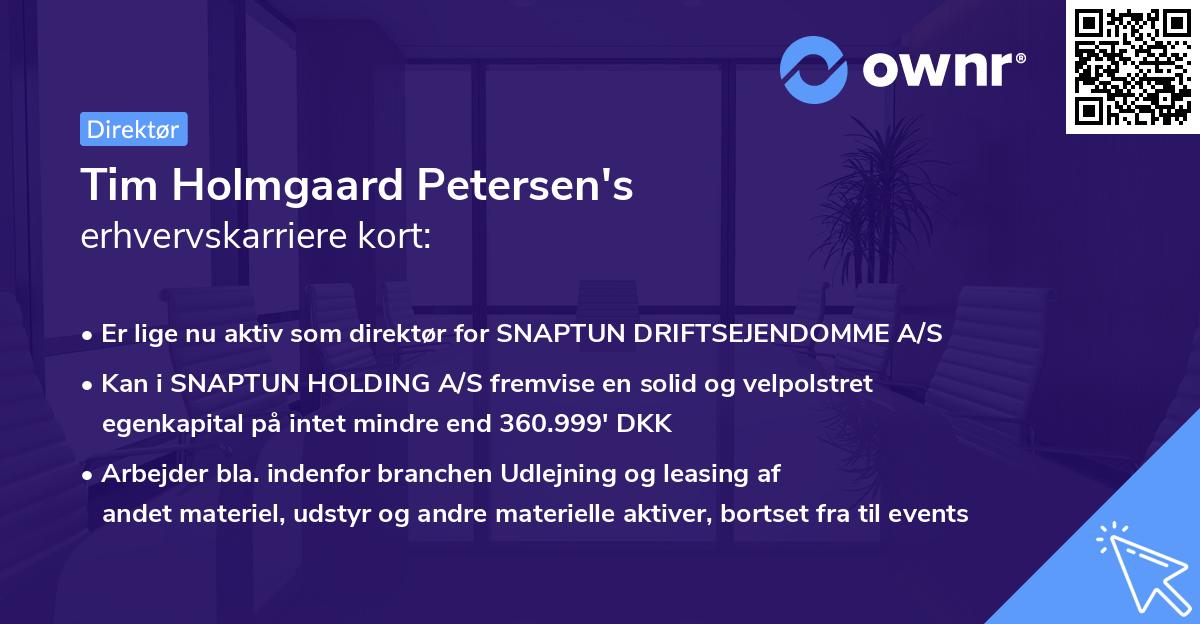 Tim Holmgaard Petersen's erhvervskarriere kort
