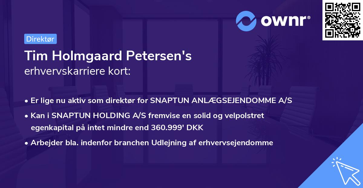 Tim Holmgaard Petersen's erhvervskarriere kort