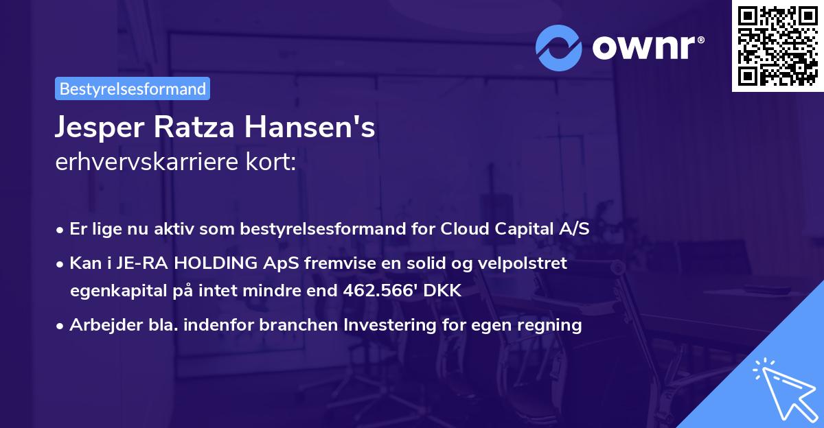 Jesper Ratza Hansen's erhvervskarriere kort