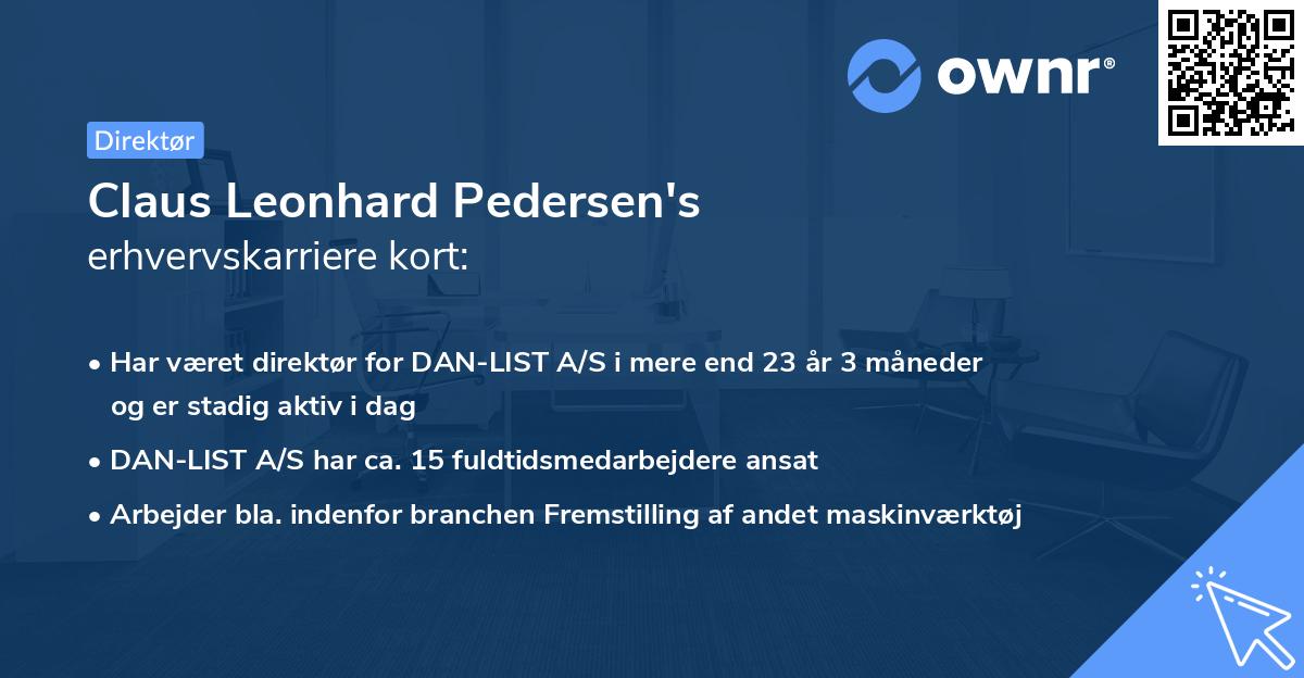 Claus Leonhard Pedersen's erhvervskarriere kort