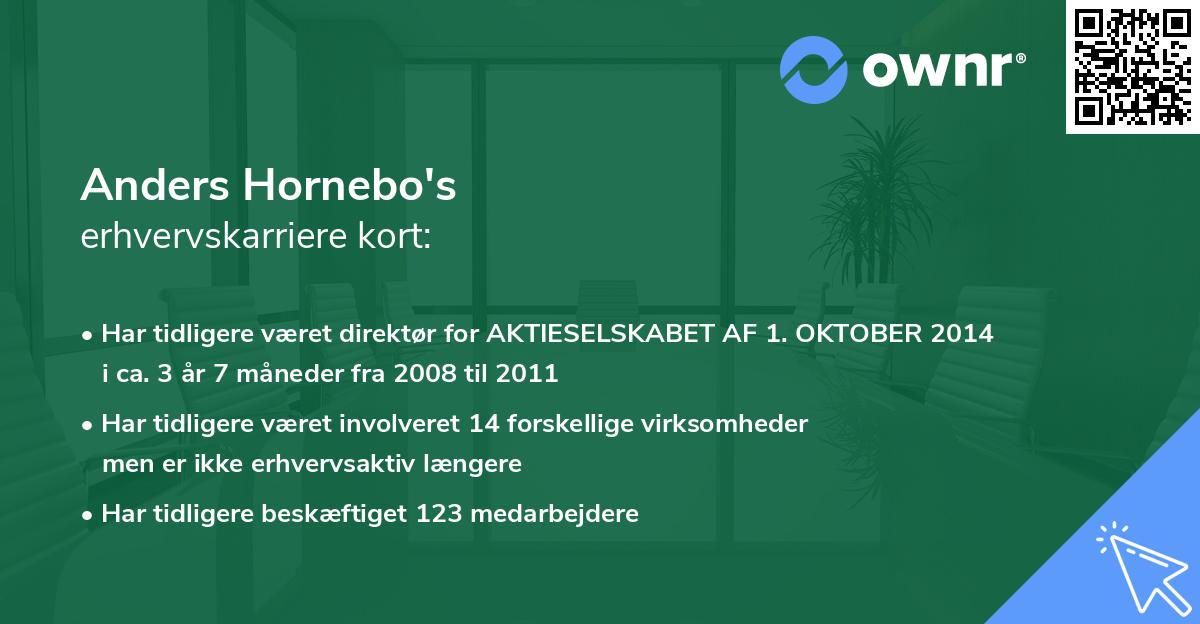 Anders Hornebo's erhvervskarriere kort