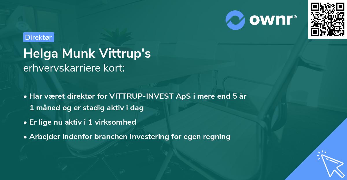 Helga Munk Vittrup's erhvervskarriere kort