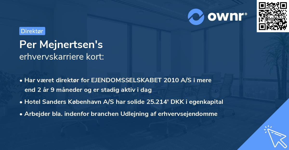 Per Mejnertsen's erhvervskarriere kort