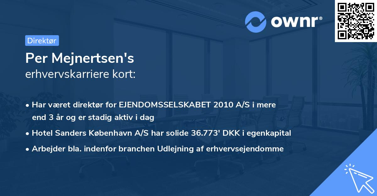 Per Mejnertsen's erhvervskarriere kort