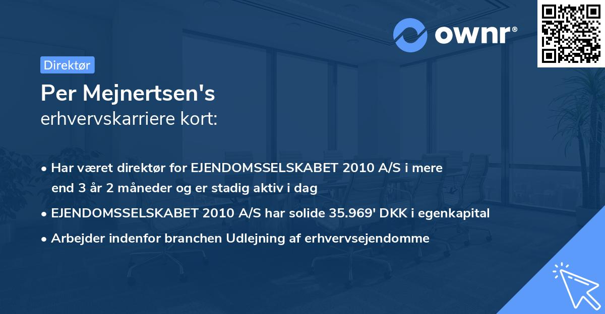 Per Mejnertsen's erhvervskarriere kort