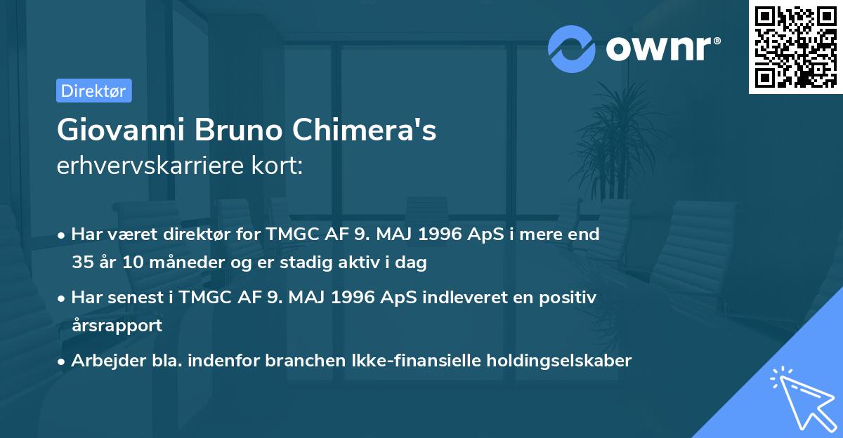 Giovanni Bruno Chimera's erhvervskarriere kort