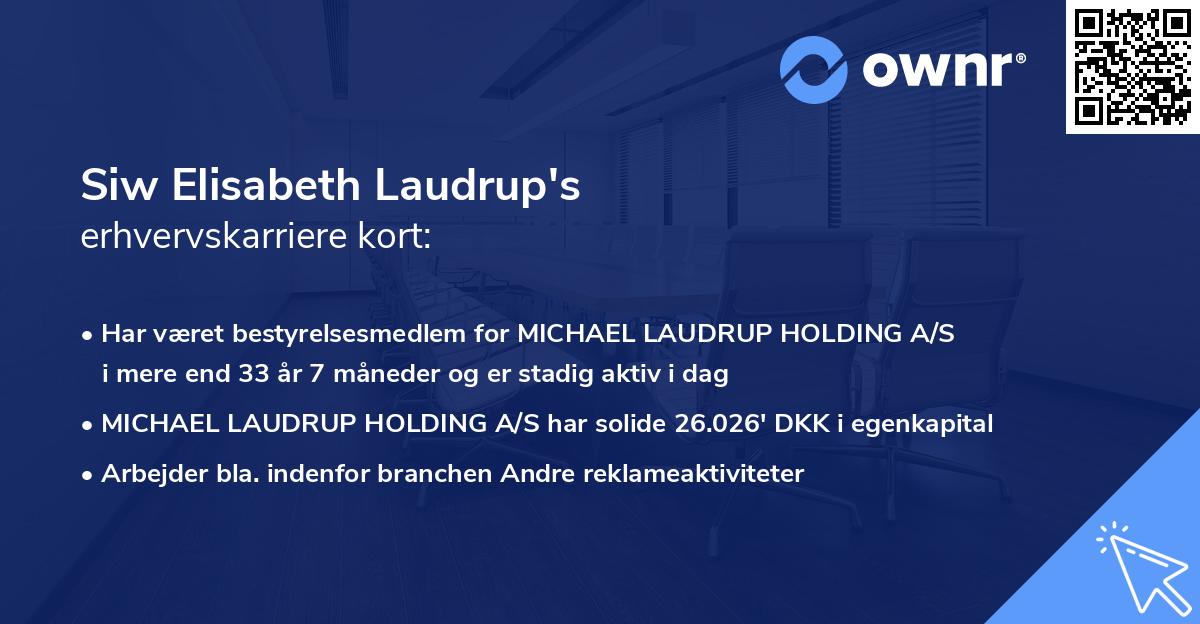 Siw Elisabeth Laudrup's erhvervskarriere kort