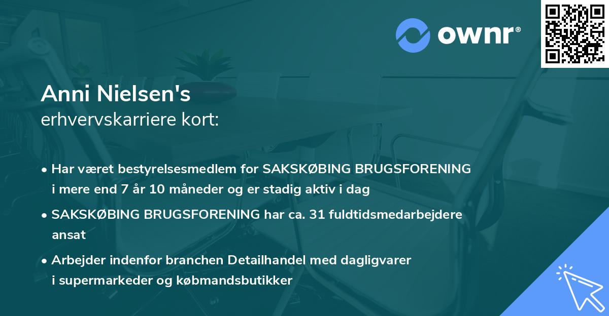 Anni Nielsen's erhvervskarriere kort