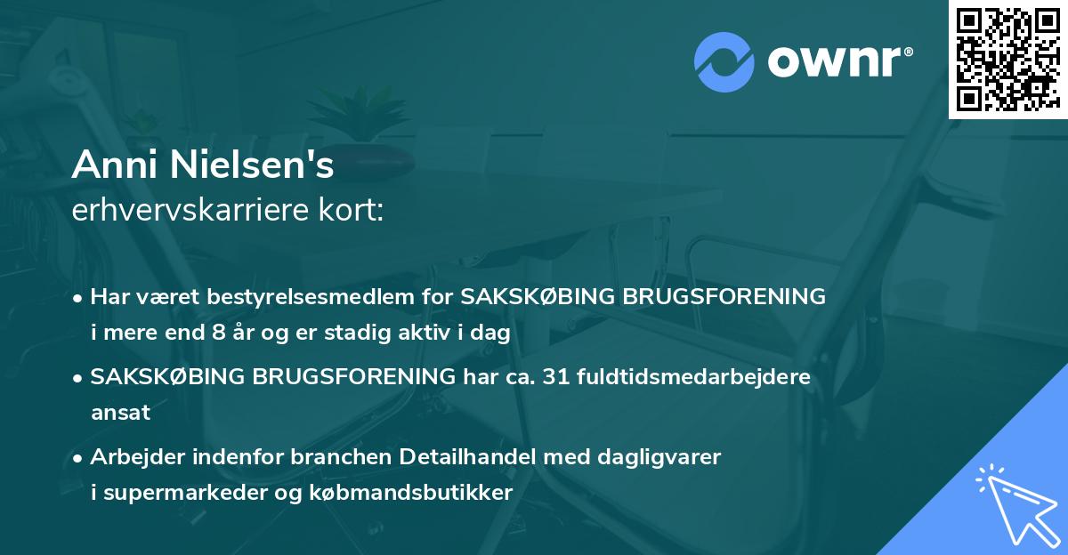 Anni Nielsen's erhvervskarriere kort