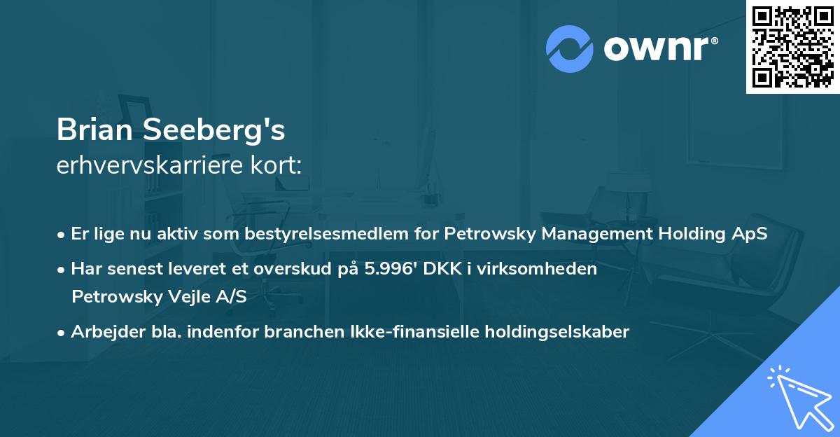 Brian Seeberg's erhvervskarriere kort