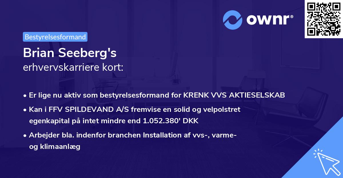 Brian Seeberg's erhvervskarriere kort