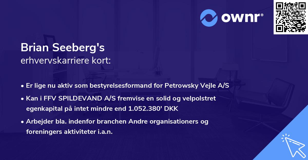 Brian Seeberg's erhvervskarriere kort