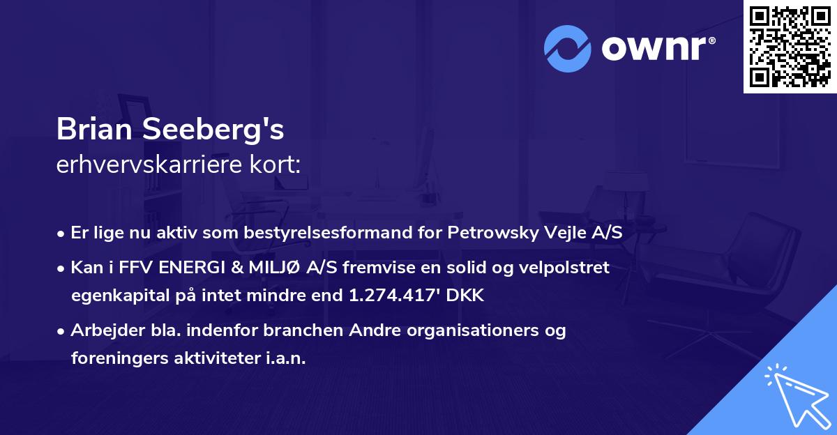 Brian Seeberg's erhvervskarriere kort