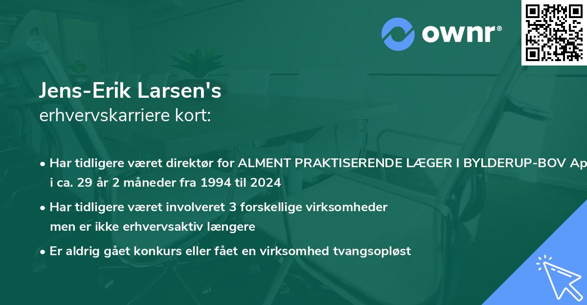 Jens-Erik Larsen's erhvervskarriere kort