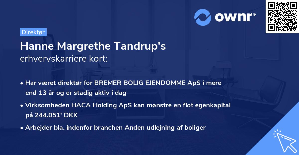 Hanne Margrethe Tandrup's erhvervskarriere kort