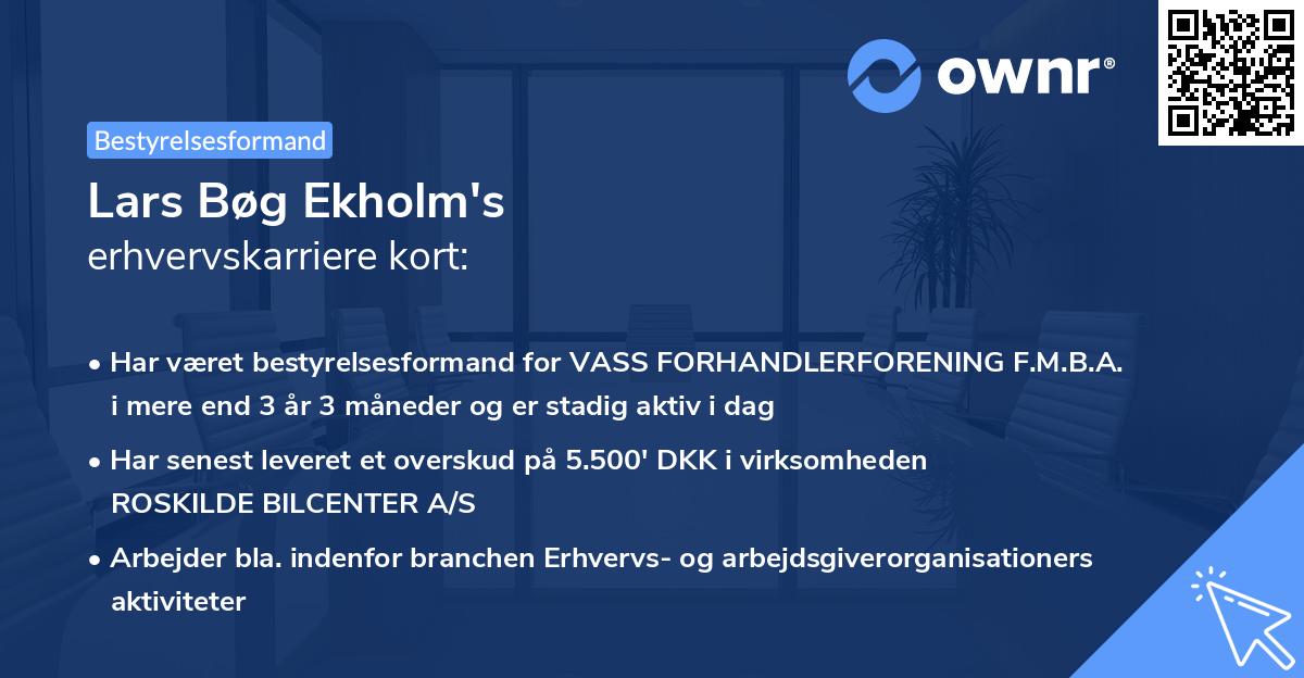 Lars Bøg Ekholm's erhvervskarriere kort
