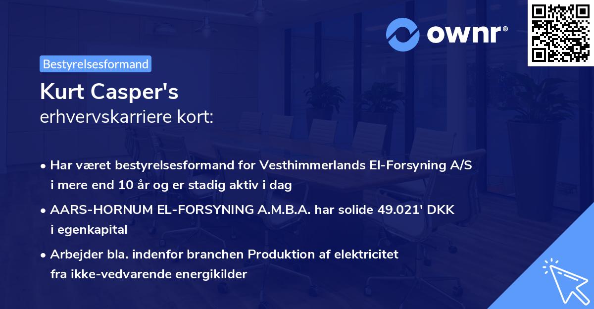 Kurt Casper's erhvervskarriere kort