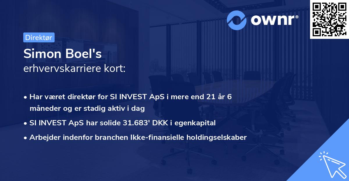 Simon Boel's erhvervskarriere kort