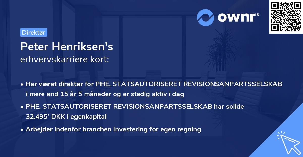 Peter Henriksen's erhvervskarriere kort