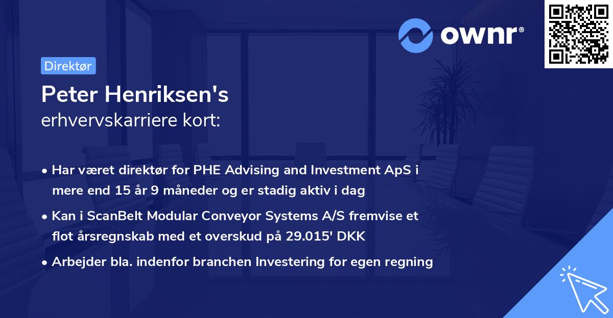 Peter Henriksen's erhvervskarriere kort