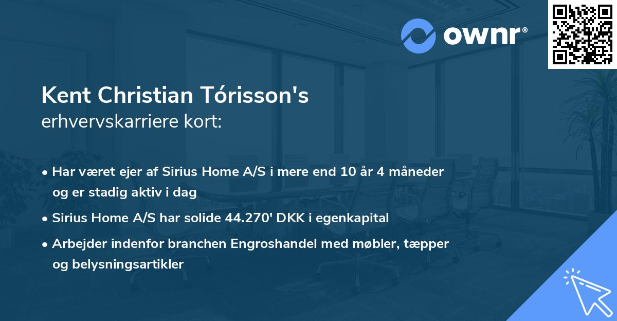 Kent Christian Tórisson's erhvervskarriere kort