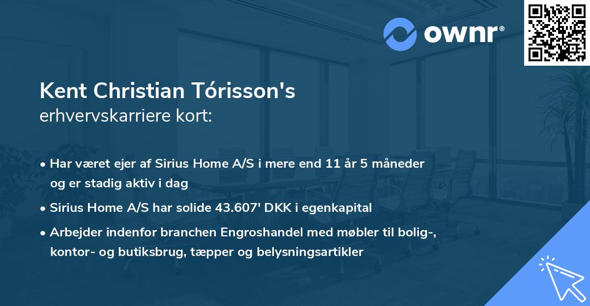 Kent Christian Tórisson's erhvervskarriere kort