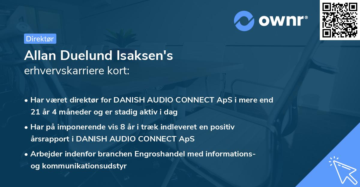 Allan Duelund Isaksen's erhvervskarriere kort