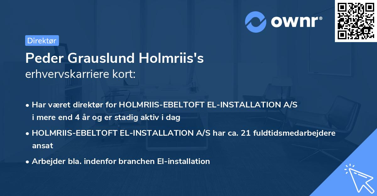 Peder Grauslund Holmriis's erhvervskarriere kort