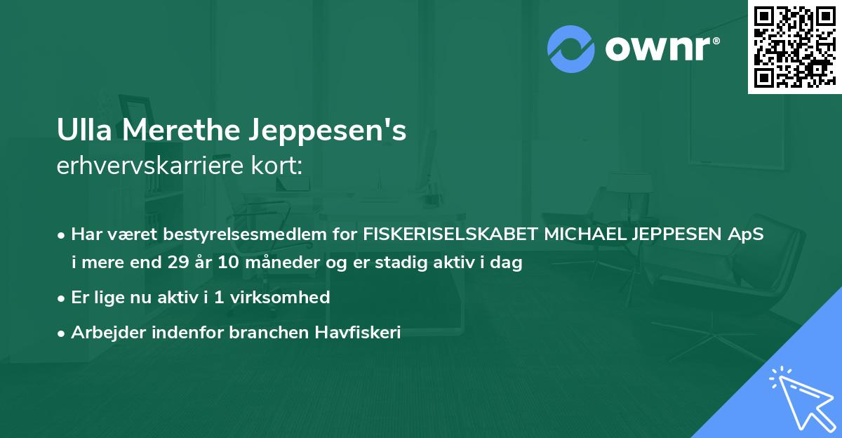 Ulla Merethe Jeppesen's erhvervskarriere kort