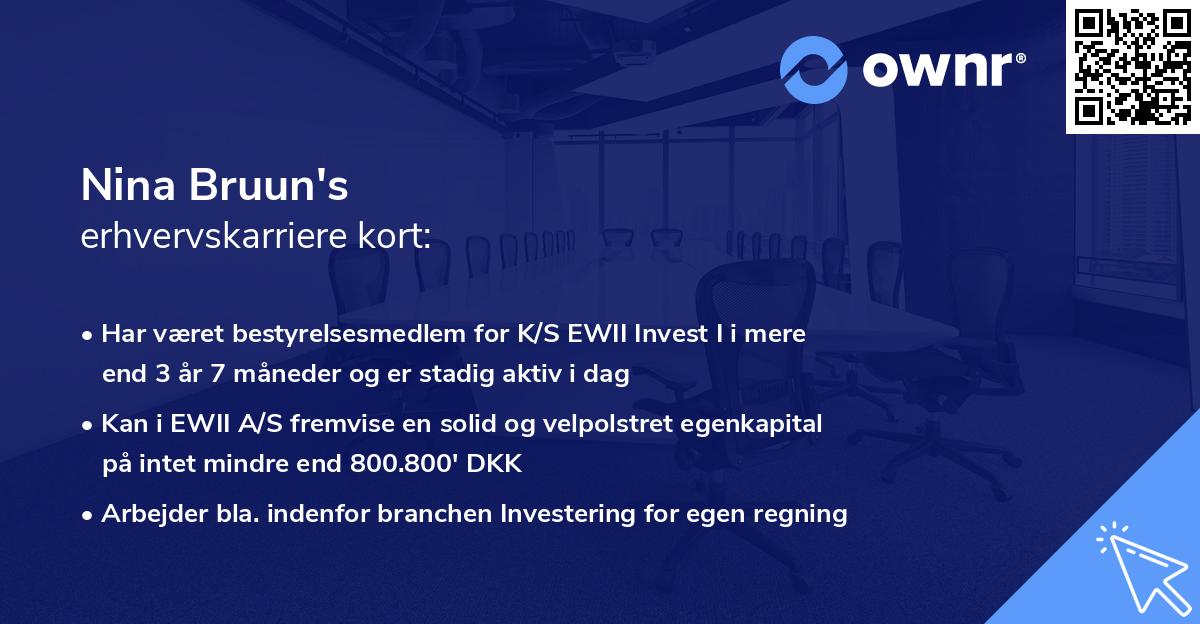 Nina Bruun's erhvervskarriere kort