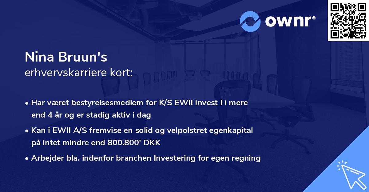 Nina Bruun's erhvervskarriere kort