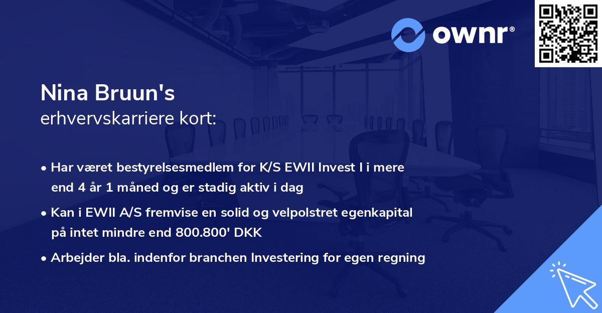 Nina Bruun's erhvervskarriere kort