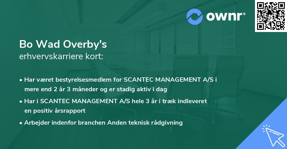 Bo Wad Overby's erhvervskarriere kort