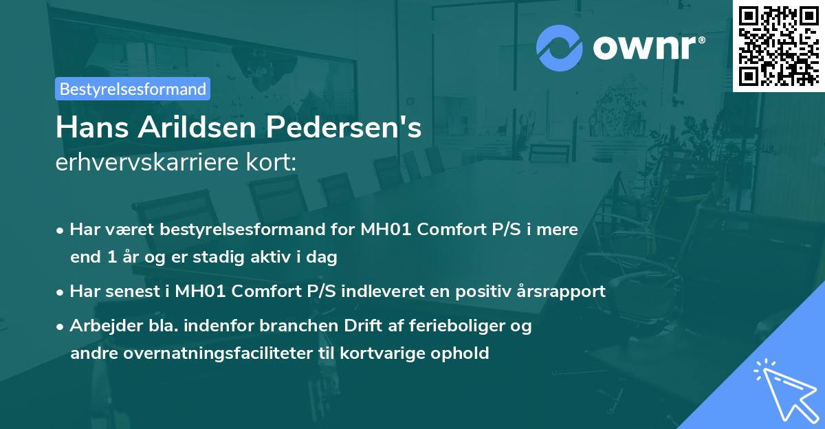 Hans Arildsen Pedersen's erhvervskarriere kort