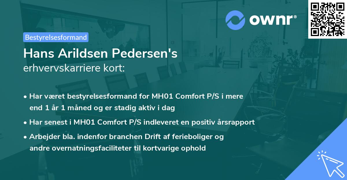 Hans Arildsen Pedersen's erhvervskarriere kort