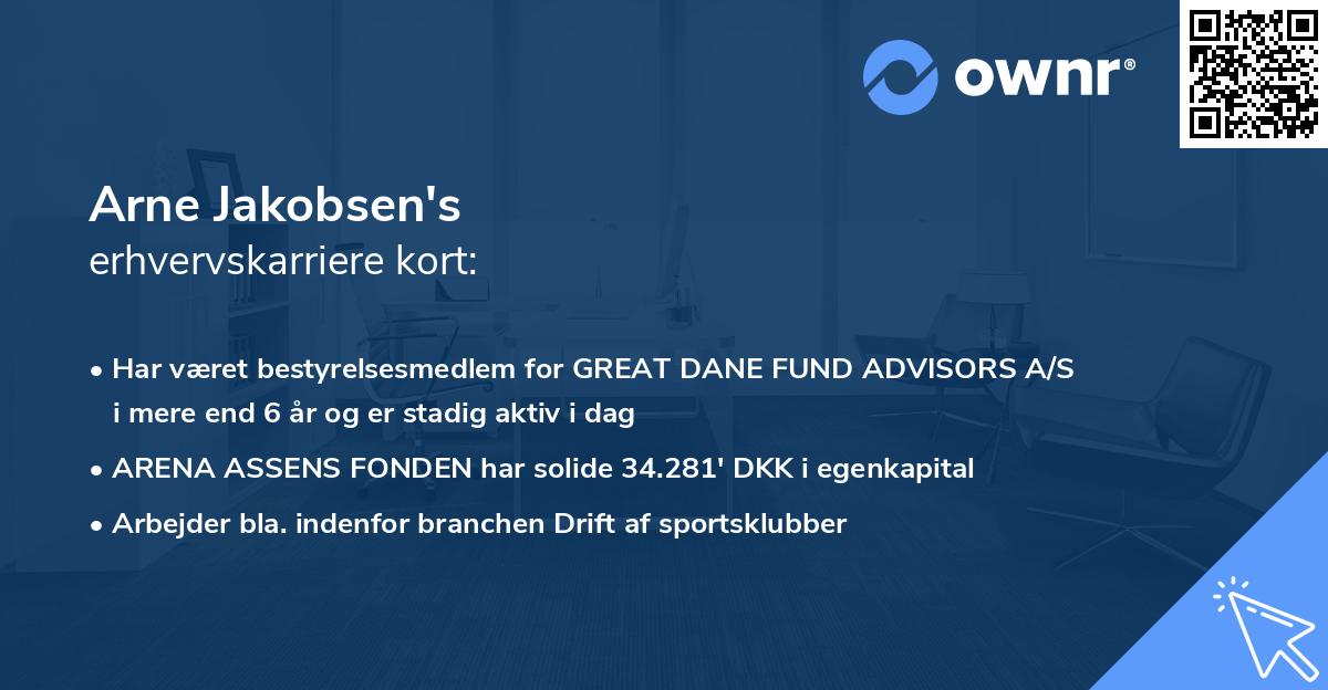 Arne Jakobsen's erhvervskarriere kort