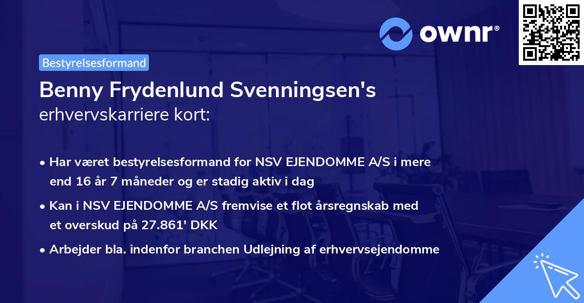 Benny Frydenlund Svenningsen's erhvervskarriere kort