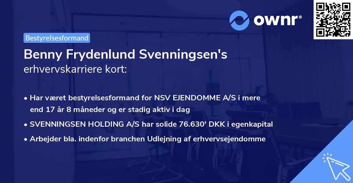 Benny Frydenlund Svenningsen's erhvervskarriere kort