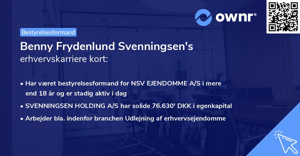 Benny Frydenlund Svenningsen's erhvervskarriere kort