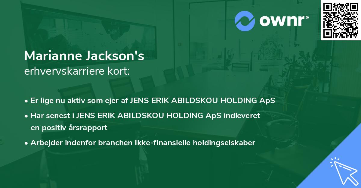 Marianne Jackson's erhvervskarriere kort