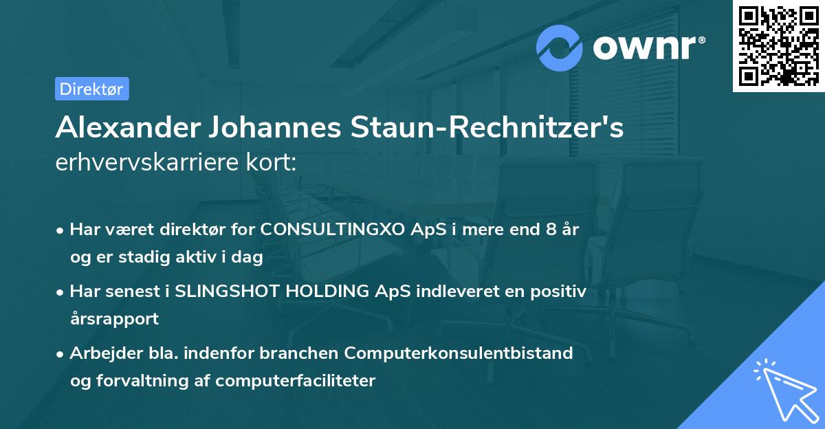 Alexander Johannes Staun-Rechnitzer's erhvervskarriere kort